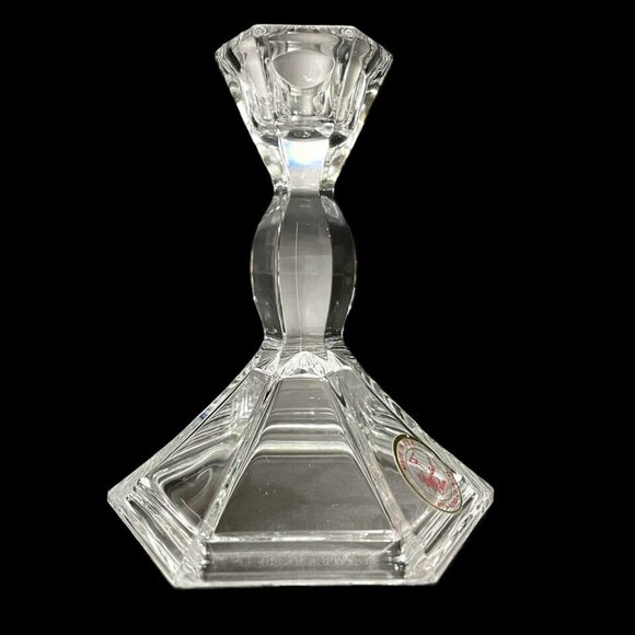 Vintage 1980s Pair Crystal Candlesticks Michael C Fina, made in USA Fifth Avenue - Picture 2 of 7